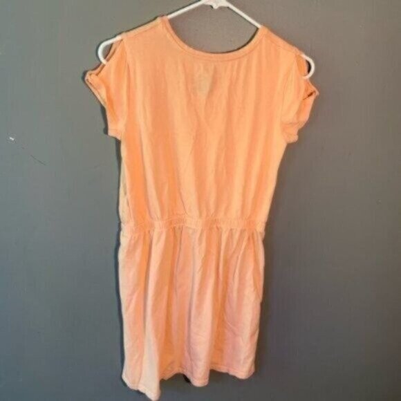 Calvin Klein Jeans Short Sleeve Dress Peach Orange Cold Shoulder - Picture 8 of 8